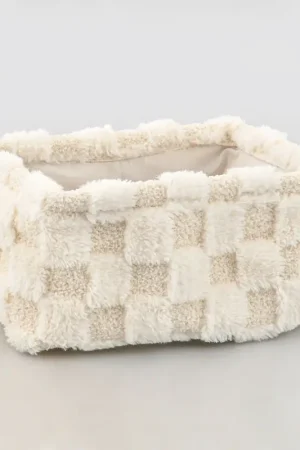 Caisse de rangement damier 'Pop' blanc beige Commander Maintenant